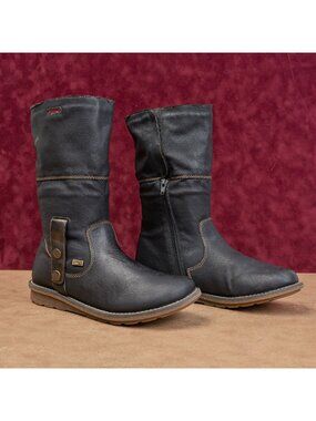 Remonte Wmn Shanice Black Vegan Leather Tex Folded Buckle Boots 8.5-9US EUR40